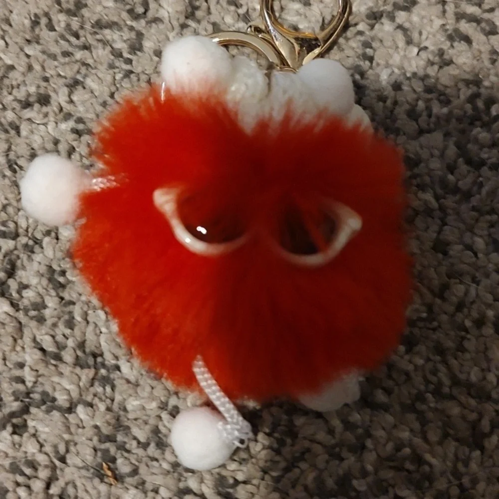 Cute Fluffy Keychain with Gold Accents
